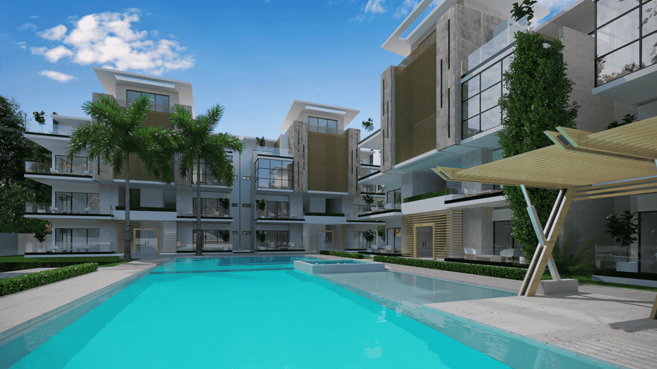 Piscina, gimnasio y áreas sociales de Maiya Hermosa en Punta Cana