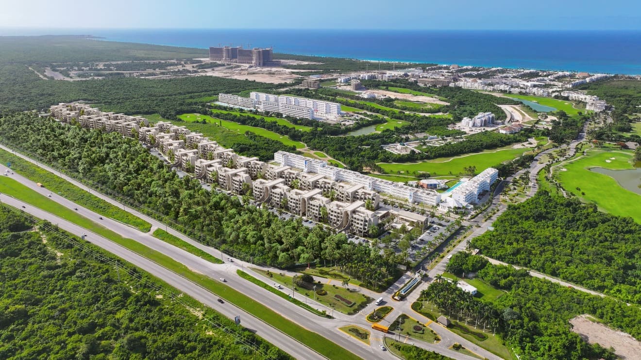 Vista aérea del residencial Cana Bay, cerca del Hard Rock Hotel & Casino en Punta Cana