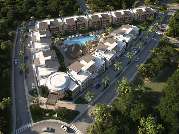 Proyecto TH Oasis en Playa Nueva Romana con diseño moderno y áreas verdes